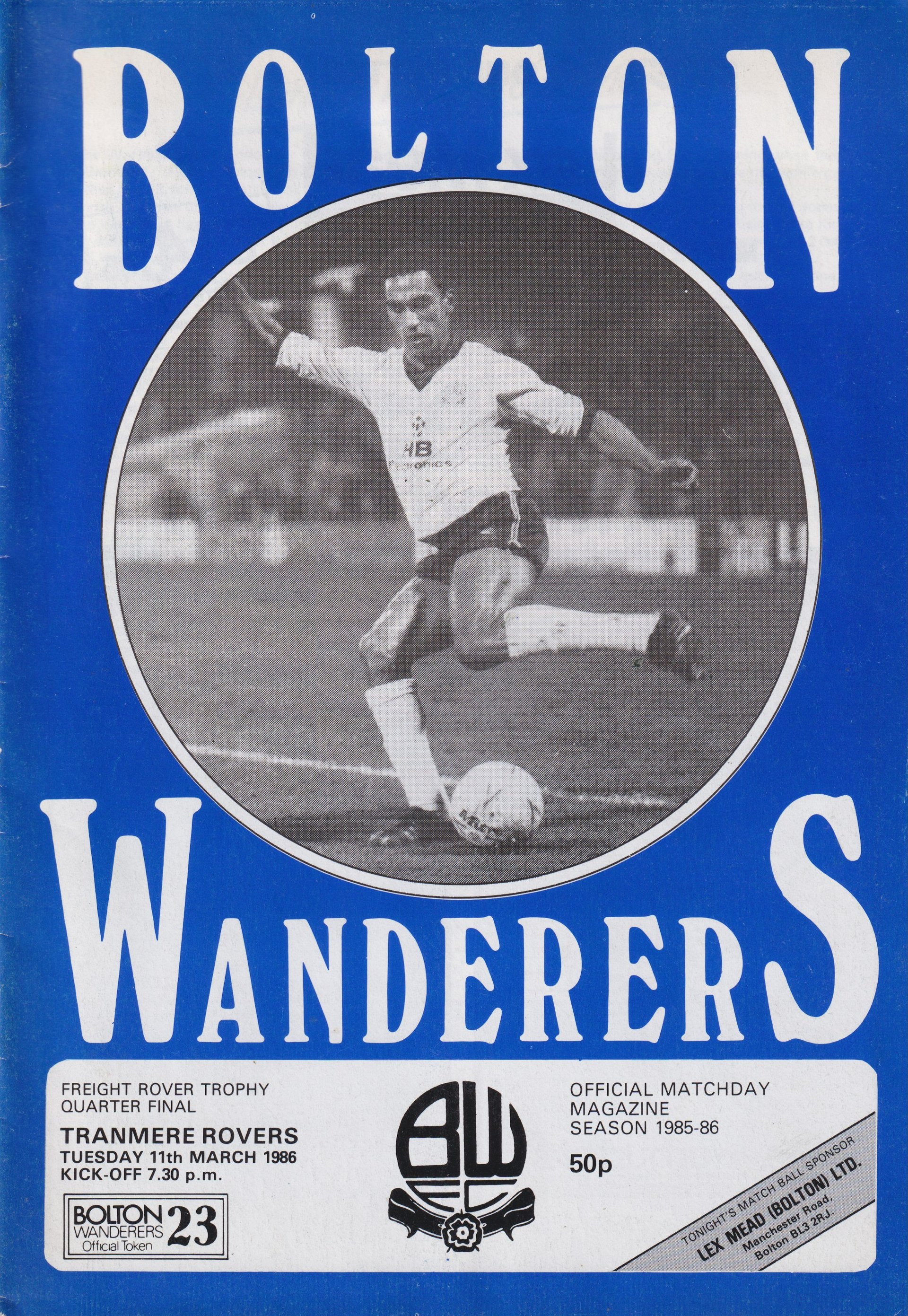 Bolton Wanderers v Tranmere Rovers match programme